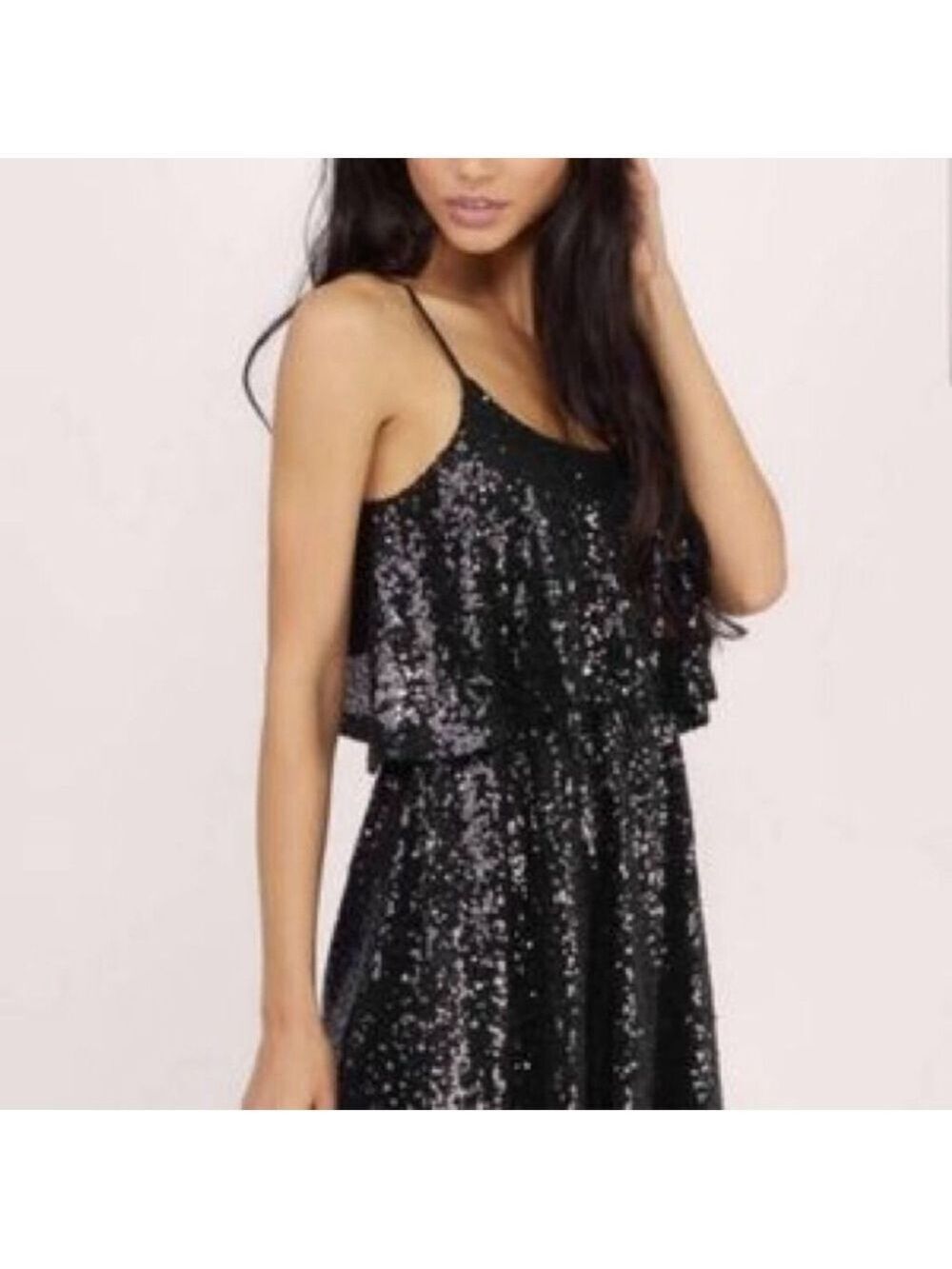Tobi Shimmer Cut-out Spaghetti Strap Mini Dress, Size S